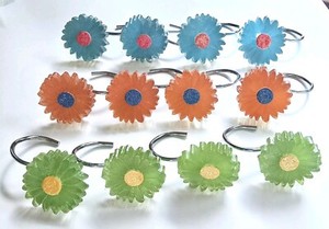 Set Of 12 Colorful Gerber Daisy Resin Flower Shower Hooks