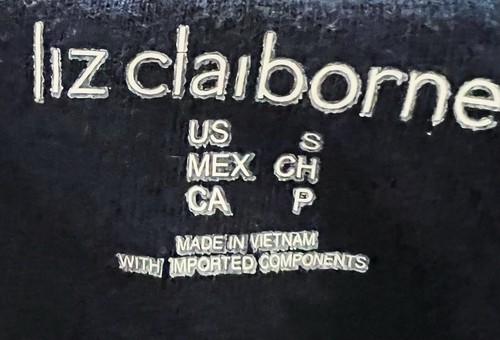 LIZ CLAIBORNE Hoodie Sweatshirt Sz S Navy Blue White Pattern Full Zip - Picture 6 of 9