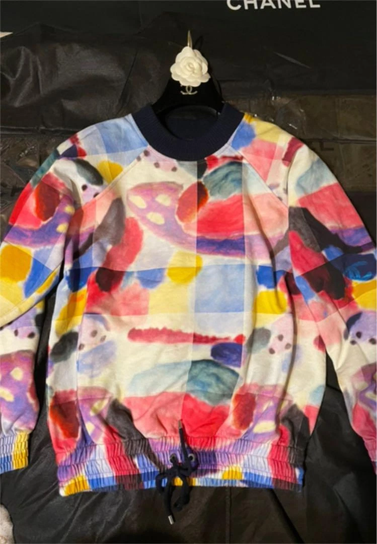 CHANEL Multicolor Sweatshirt Tops Women Size 36 COCO Mark Ribbon From Japan USED