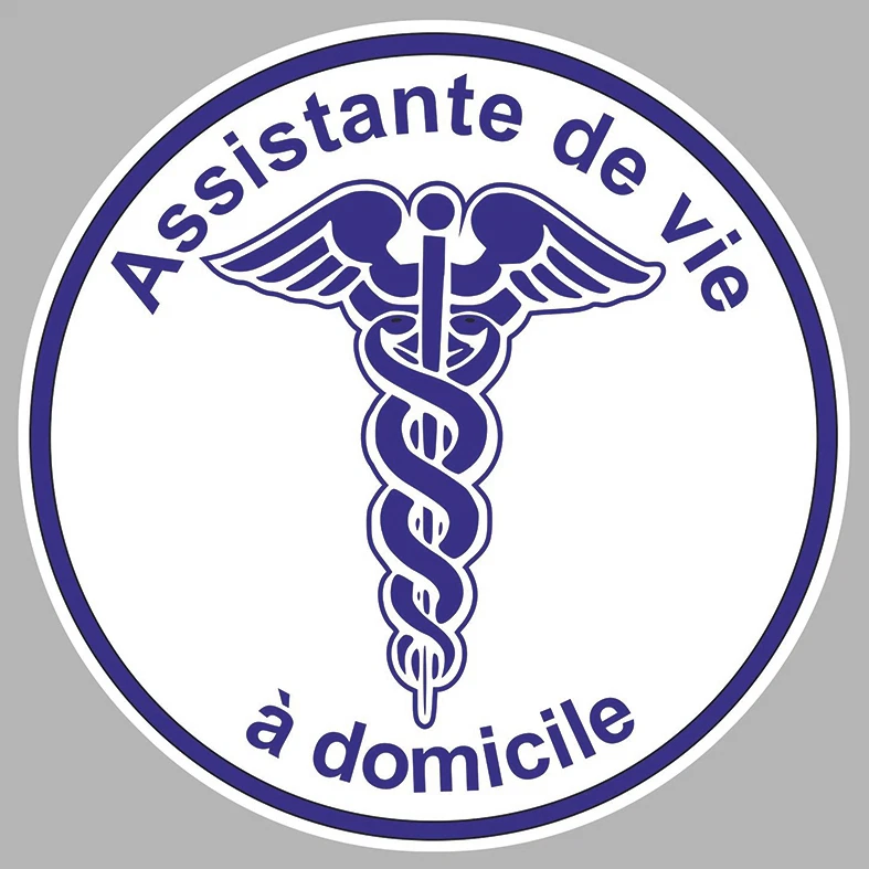ASSISTANTE DE VIE A DOMICILE CADUCEE 9CM AUTOCOLLANTS STICKER AA126