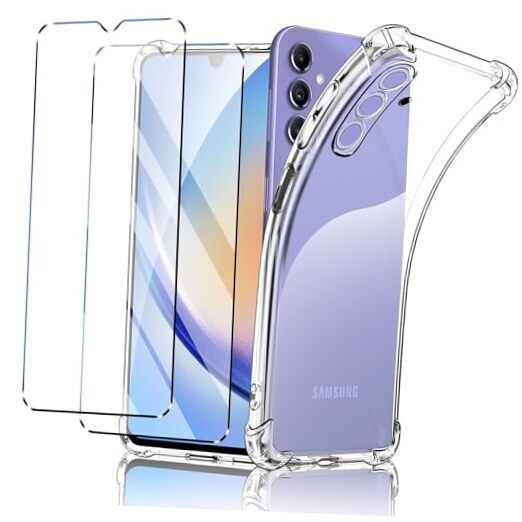 Case for Samsung Galaxy A34 5G+2 Tempered Glass Screen Protector, Soft TPU