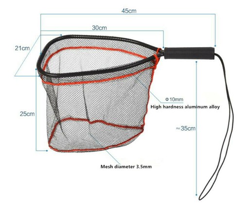 Fly Fishing Landing Net Bass Trout Net Rubber Coating Fishing Portable Fish Nets - Picture 5 of 12