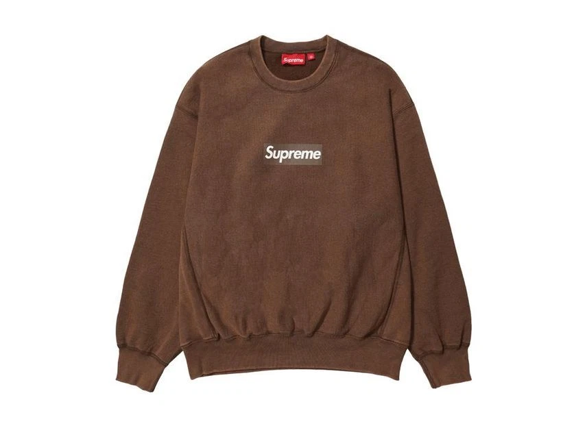 Logo Supreme boîte lavée col rond marron