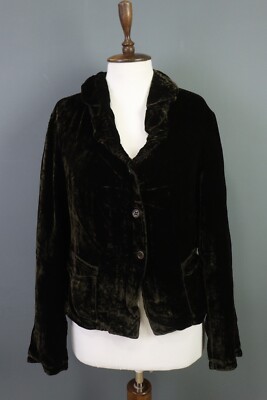 TRANSIT PAR SUCH 130 Black Viscose Silk Velvet Pockets Blazer