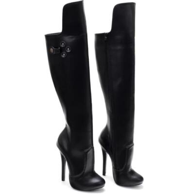 Womens Over The Knee High Boots Side Zip Stilettos High Heels Queen Shoes 14CM