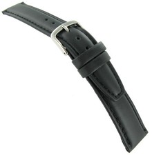 20mm Milano Black Oil-Tan Genuine Leather Padded Mens Watch Band 18810 Short
