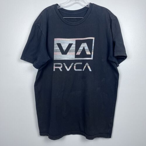 RVCA Men's VA Black Graphic Print Tee Shirt Size XL; Spellout, Logo