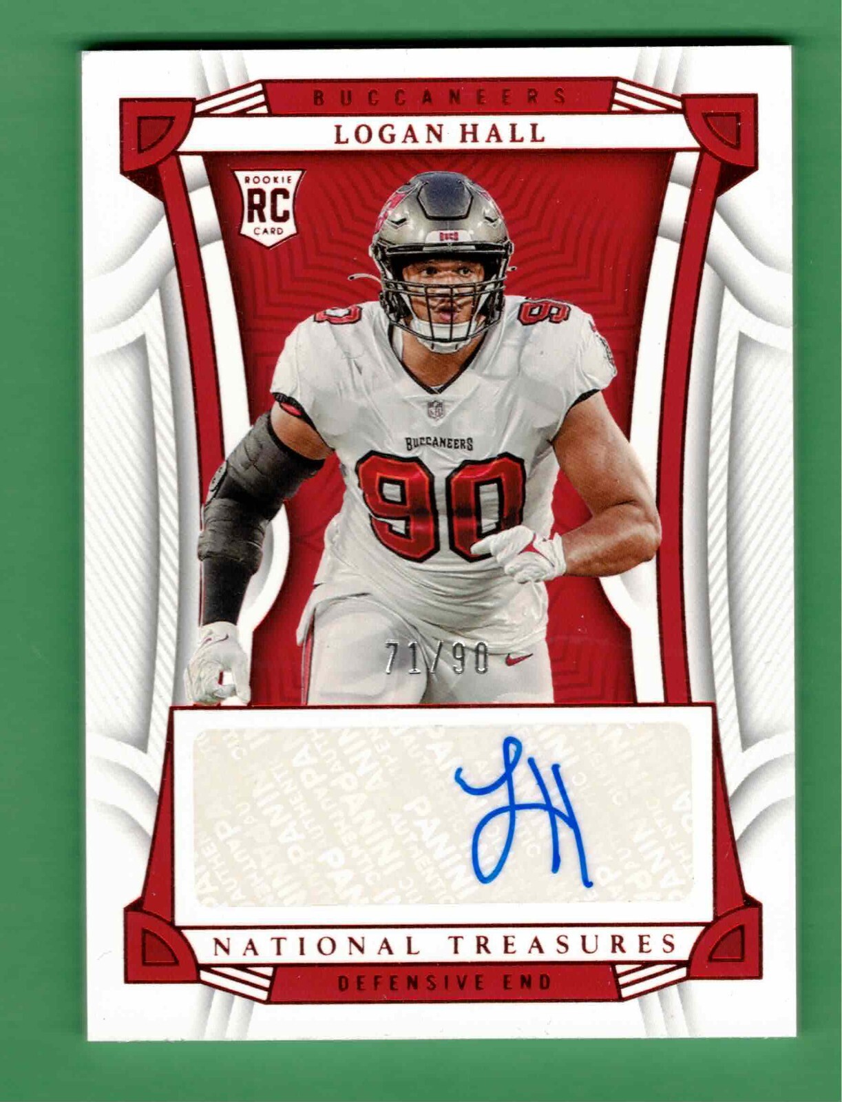 2022 PANINI NATIONAL TREASURES LOGAN HALL AUTO RED PARALLEL ROOKIE RC 71/90
