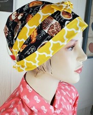 Reversible Scrub Cap  French Market  Handmade Pastry Muffins Cocoa Coffee