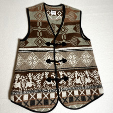 Mimi Maternity Wool Vest Womens Medium Reindeer Winter Made In USA