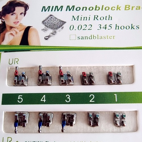 10Packs Dental Ortho Brackets MIM Monoblock Metal Brace Mini Roth 022 345 Hooks - Picture 3 of 6