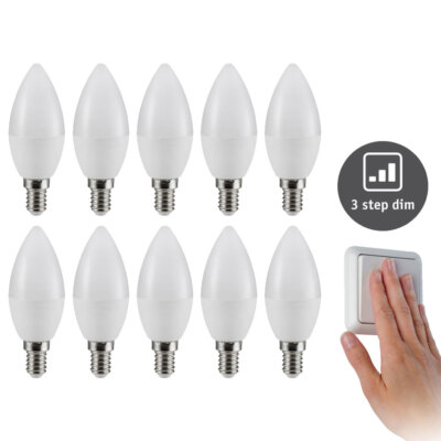 10 x LED Kerzen 4W = 40Watt E14 matt 470lm warmweiß 2700K Ra>90 Schalter DIMMBAR