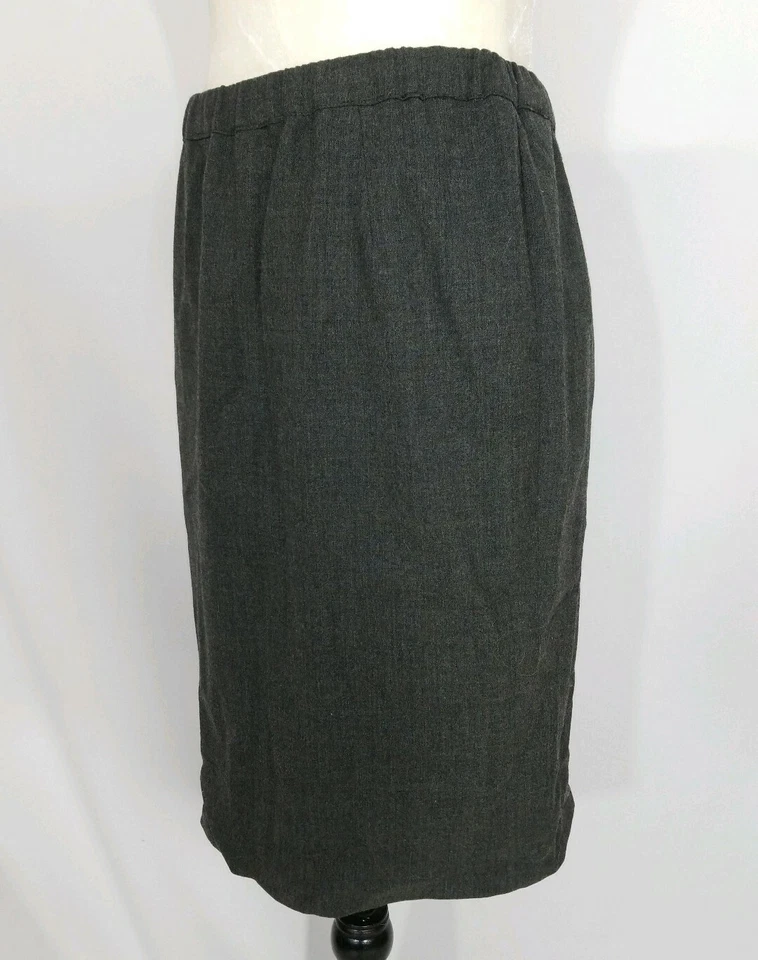 Donna Karan 签名灰色羊毛及膝直筒铅笔裙 48 码 US 14 — 第 3/4 张图片