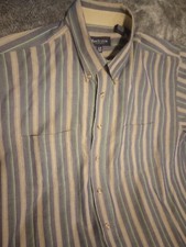 Vintage Van Heusen Striped Button Shirt Short Sleeve Mens Size Large Rare Colors