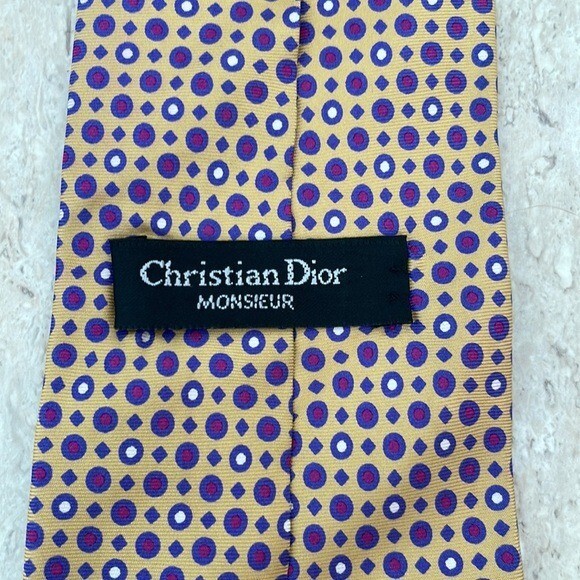 ディオール Christian Dior ネクタイ パープル ゴールド Men's Christian Dior 100% Silk Geometric Retro Dot Suit Tie