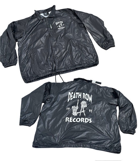 FILA Giacca a vento nera nuova grande Death Row Records scheletro Los Angeles LA nuova con etichette