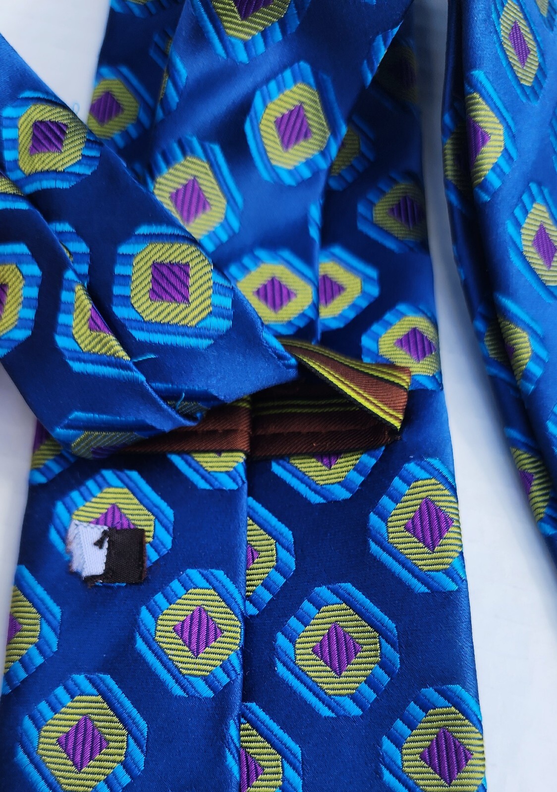 Unknown Designer Beautiful Blue Patterned 100% Si… - image 3