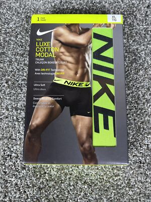 NIKE Luxe Cotton Modal Black Volt Trunk Boxer Brief Underwear NEW Mens XL  2XL