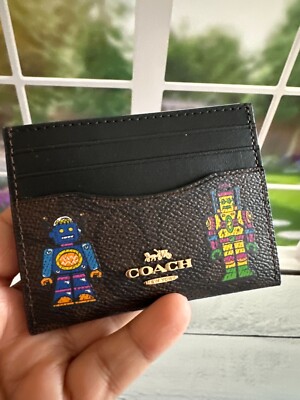 COSMIC COACH SLIM ID CARD CASE IN SIGNATURE CANVAS W/ROBOT