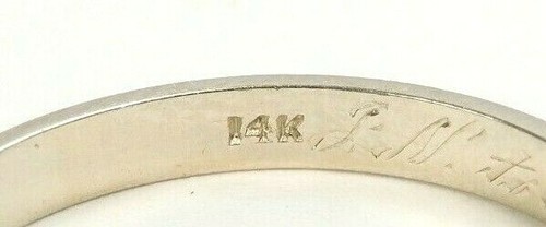 Antique Art Deco Wedding Band Ring Size 6.25 UK-M 14K White Gold 2.41 MM - 第 10/11 張圖片