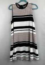 Ann Taylor LOFT women's Large black, Brown and white striped sleeveless dress