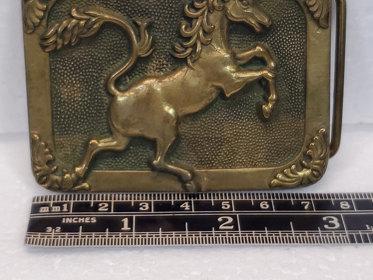 VTG 1981 Baron Buckles Solid Brass Unicorn Belt Buckle #6246 - 3