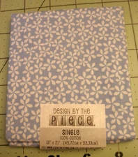 Design by the Piece White Flowers on Medium Blue Fat Quarter, FREE SHIPPING