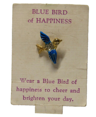Bluebird of Happiness Lapel Pin Happiness to Cheer You Rhinestones Enameled