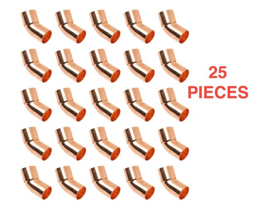 (lots of 25) 1/2" 45 degree Street Copper Elbow Fitting (FTG x C)