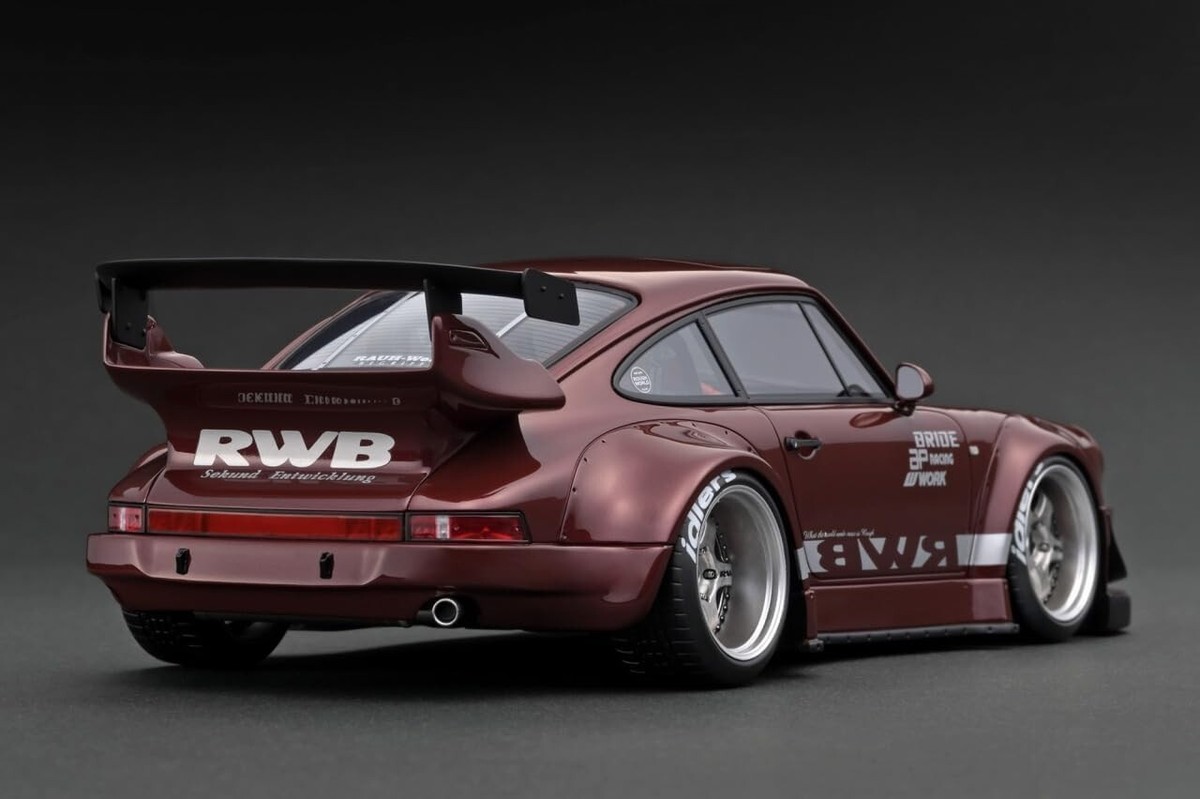 Finished Product ignition model 1/18 RWB Porsche 930 Dark Red from