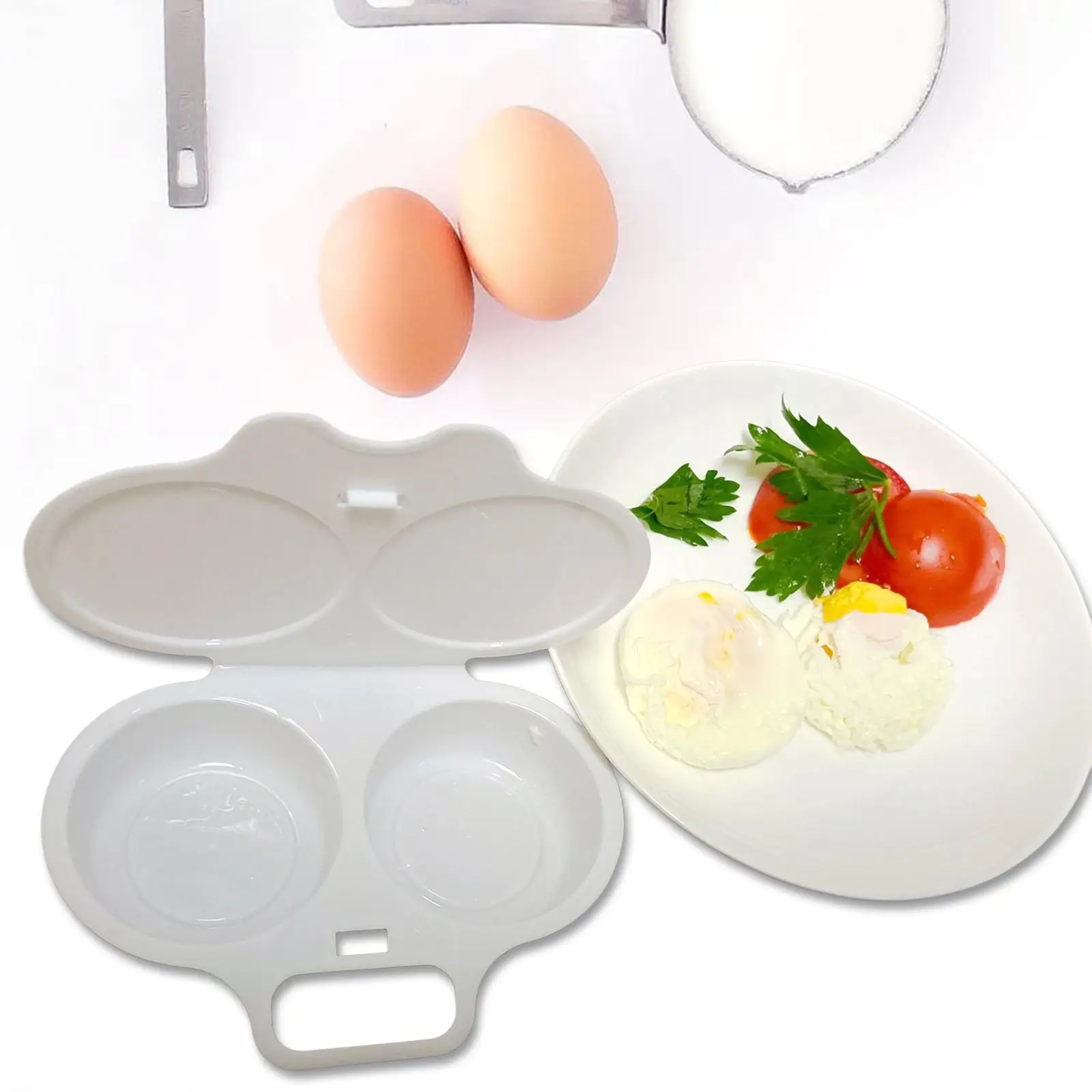 Double Cup Egg Cooker Egg Rack Easy to Clean Cookware Kitchen Gadget
