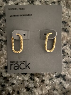 NWT Nordstrom Rack Nickel Free 14K Gold Layered Twist Hoop Huggie