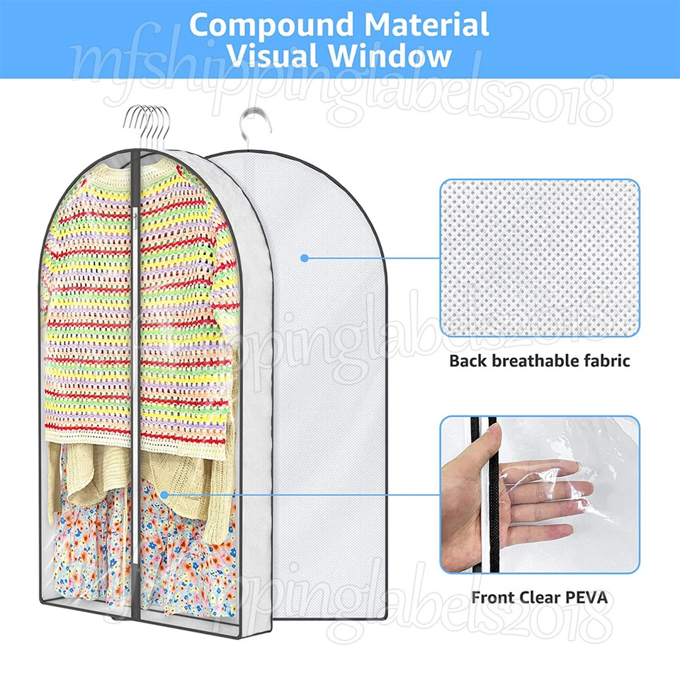 9 PIEZAS Bolsa de Ropa Transparente Colgante Ropa Viaje Abrigo Traje Vestido Almacenamiento Cubierta Antipolvo Foto 4 de 4