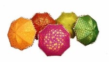 Lot Vintage Decorative Golden Indian Embroidered Parasol Sun Shade Umbrella