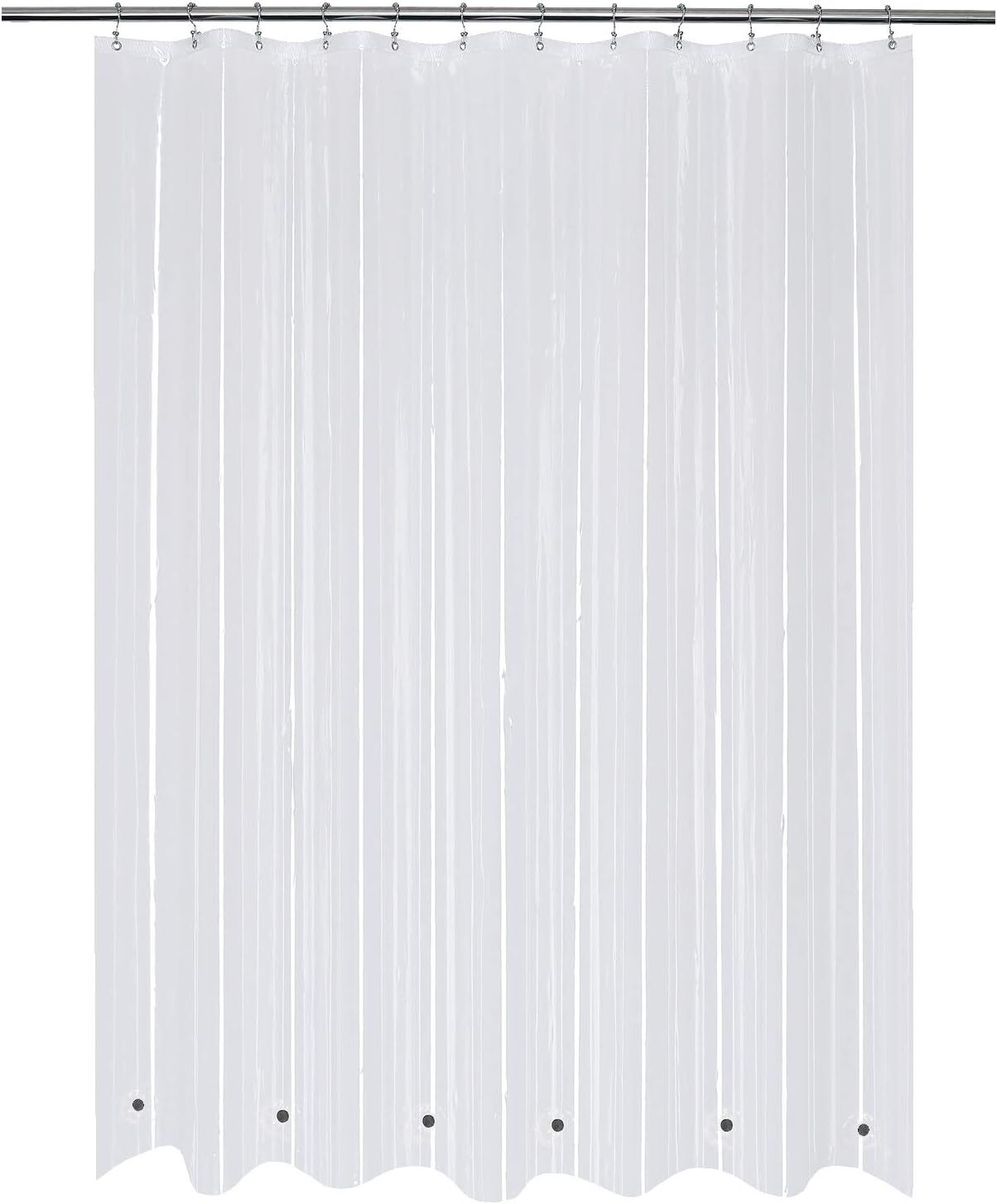 Shower Curtain Liner with 6 Magnets Clear PEVA 8G Thick & Heavy Duty Waterproof