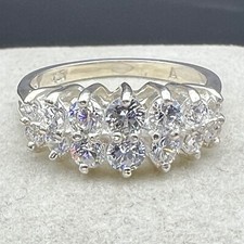 Vintage 925 Sterling Silver CZ Rhinestone Multi-Stone Cluster Ring Size 6.75