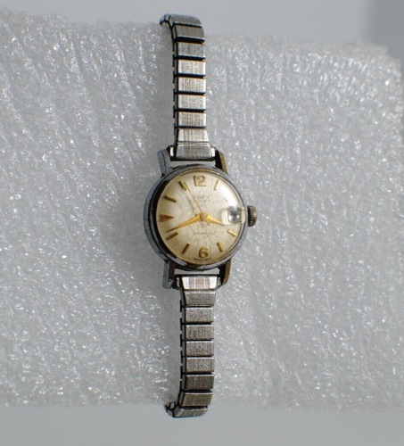 Montre Vintage Louis Frey 17 Rubis - Cadran Noir Et Doré - Mouvement Quartz - Occasion
