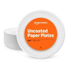 Amazon Basics 9" Uncoated White Paper Plates 100 Count Pack of 1 