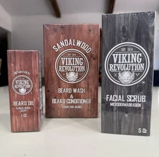 New Viking Revolution SET Sandalwood Beard Wash & Conditioner, Oil &Facial Scrub