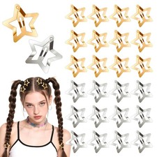 50 PCS Star Hair Clips, Snap Star Hair Barrettes Cute Gold and Silver Barrett...