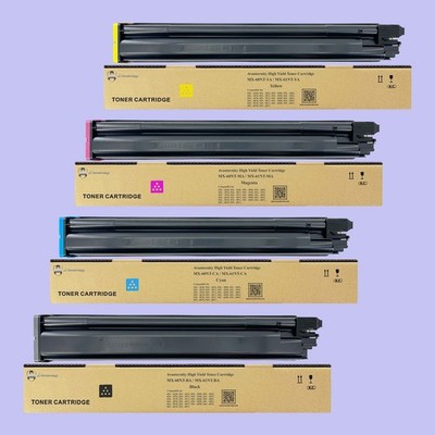 Compatible Sharp MX-61NT MX61NT Toner Cartridge, Set of CMYK / 2 Packs of Black
