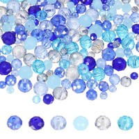 FüR 450Pcs Facettierte Rondelle Glasperlen Czech Spacer, Blauton