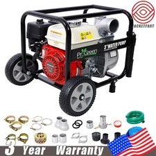 3" Water Pump 264GPM Honda GX160 Engine w/ Accessories Kit & Handle Wheel