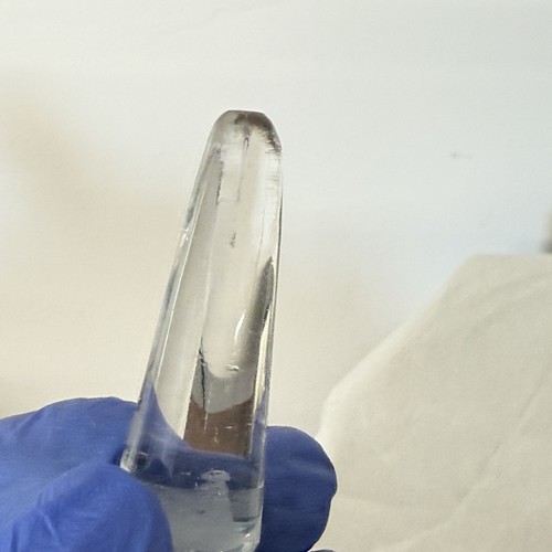 Bottiglia profumo vetro soffiato iridescente bianco tappo trasparente firmata Ron Hinkle - Foto 7 di 8