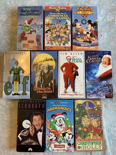 Weihnachten 10 VHS Lot - Animaniacs Scrooged Grinch stahl Hanna Barbera Sing-A-Lon