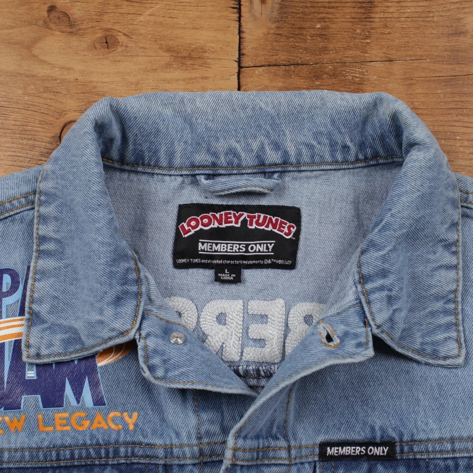 Chaqueta vaquera vintage solo para miembros L Looney Tunes Space Jam azul Foto 3 de 4
