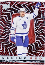 2023/24 UD..AUSTON MATTHEWS..SEEING RED..SILVER..CARD # SR-99..MAPLE LEAFS
