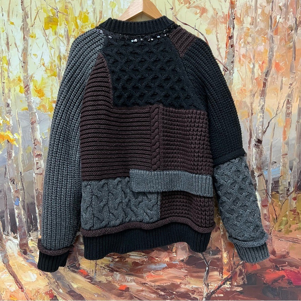 Cable knit Sweater Men's Fisherman Chunky Knit Pa… - image 5