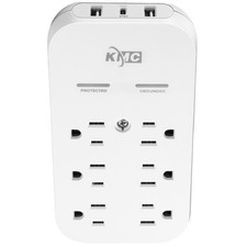 KMC 6-Outlet Extender USB-C PD Surge Protector Wall Tap, Multi-Plug USB white