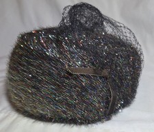 Pillbox Hat Union Made Women's One Size Vintage Metallic Rainbow Tinsel